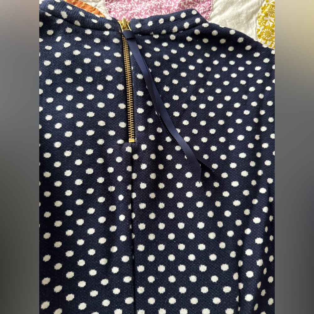 Boden Aria Jersey Jacquard Top Navy Ivory Spot Size 8 - Picture 14 of 14